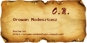 Orowan Modesztusz névjegykártya